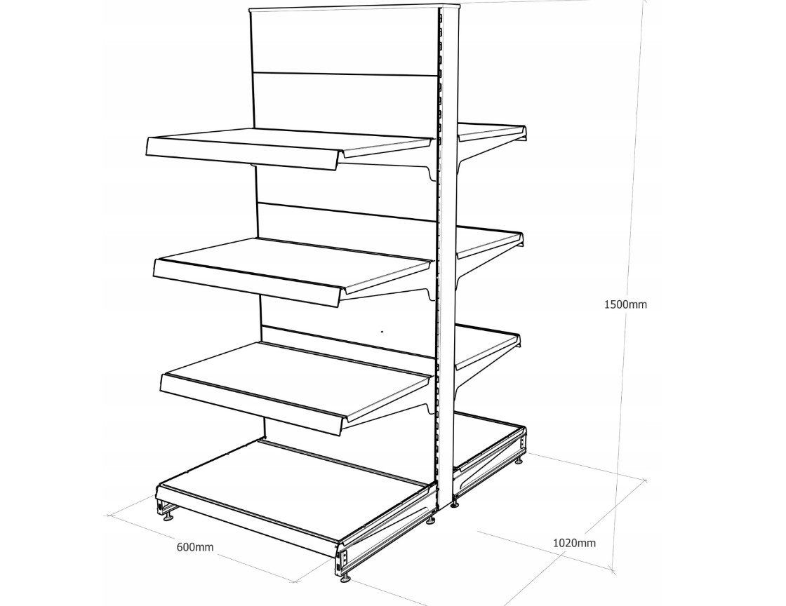 REGAŁ SKLEPOWY MAGO metalowy gondola 150/60/102 - obrazek 2